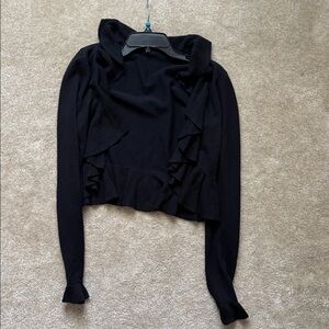 White House Black Market Ruffled Black Sweater